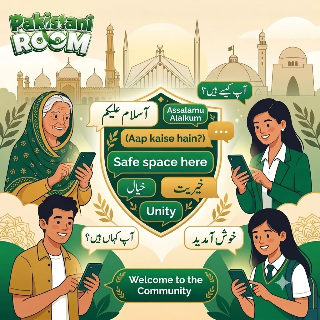 Pakistani people chatting online together - diverse group of Pakistanis connecting through free chat rooms